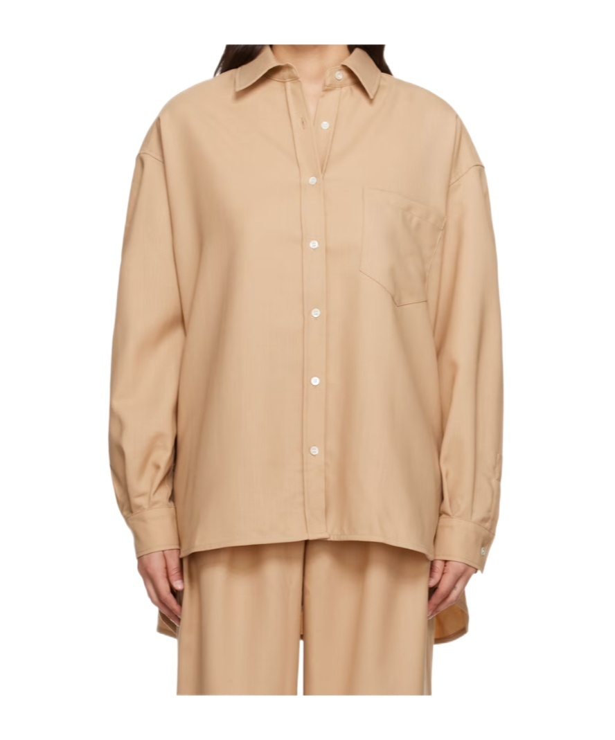 The Frankie Shop Georgia Twill Shirt In Brown