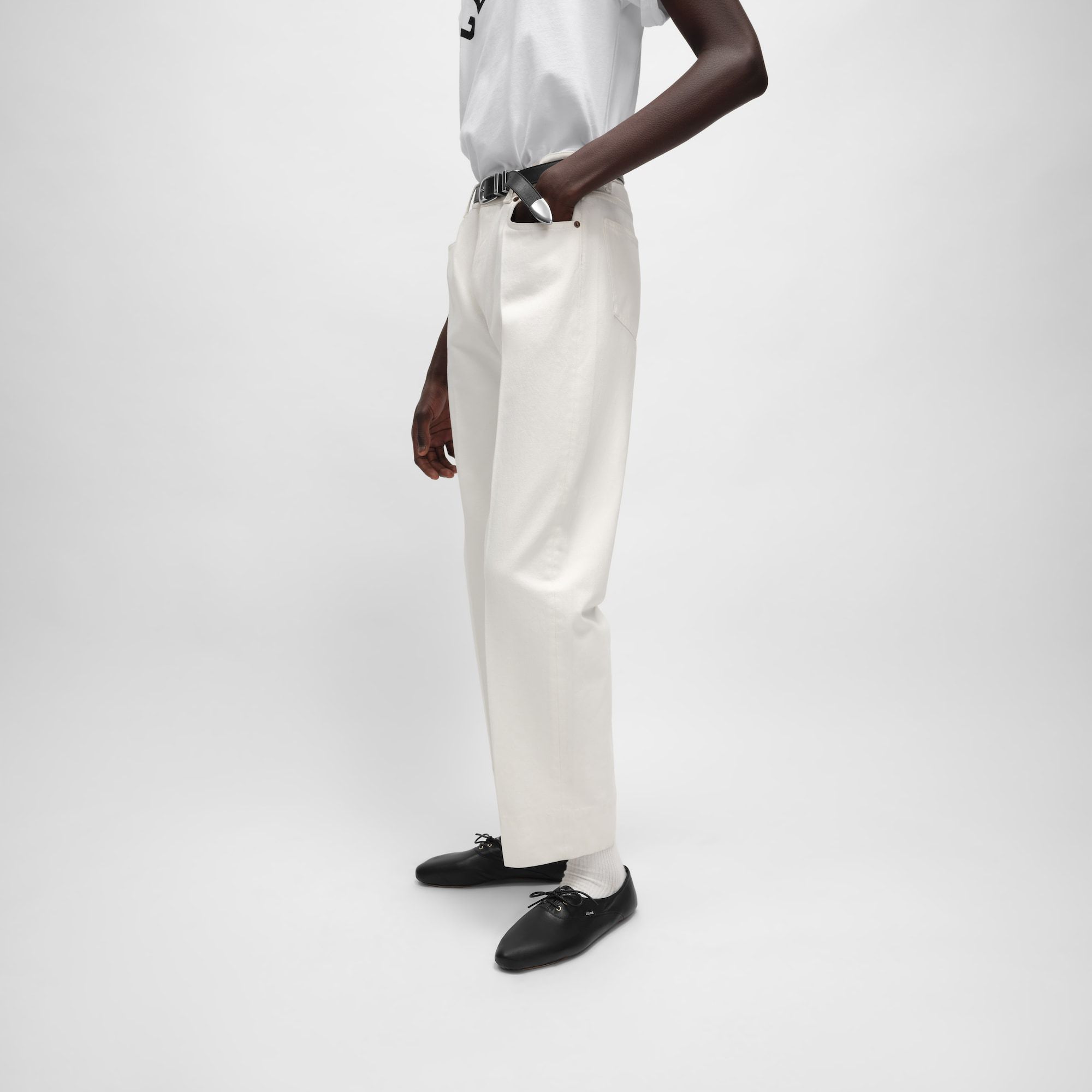 Celine Boyfriend Jeans 001 In Cotton Denim In White