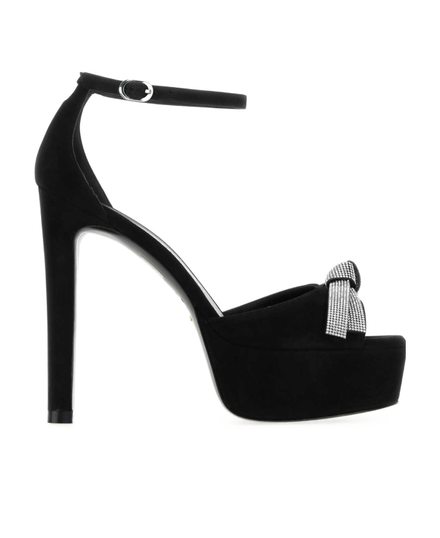 Stuart Weitzman 125mm Embellished-bow Detail Sandals In Black