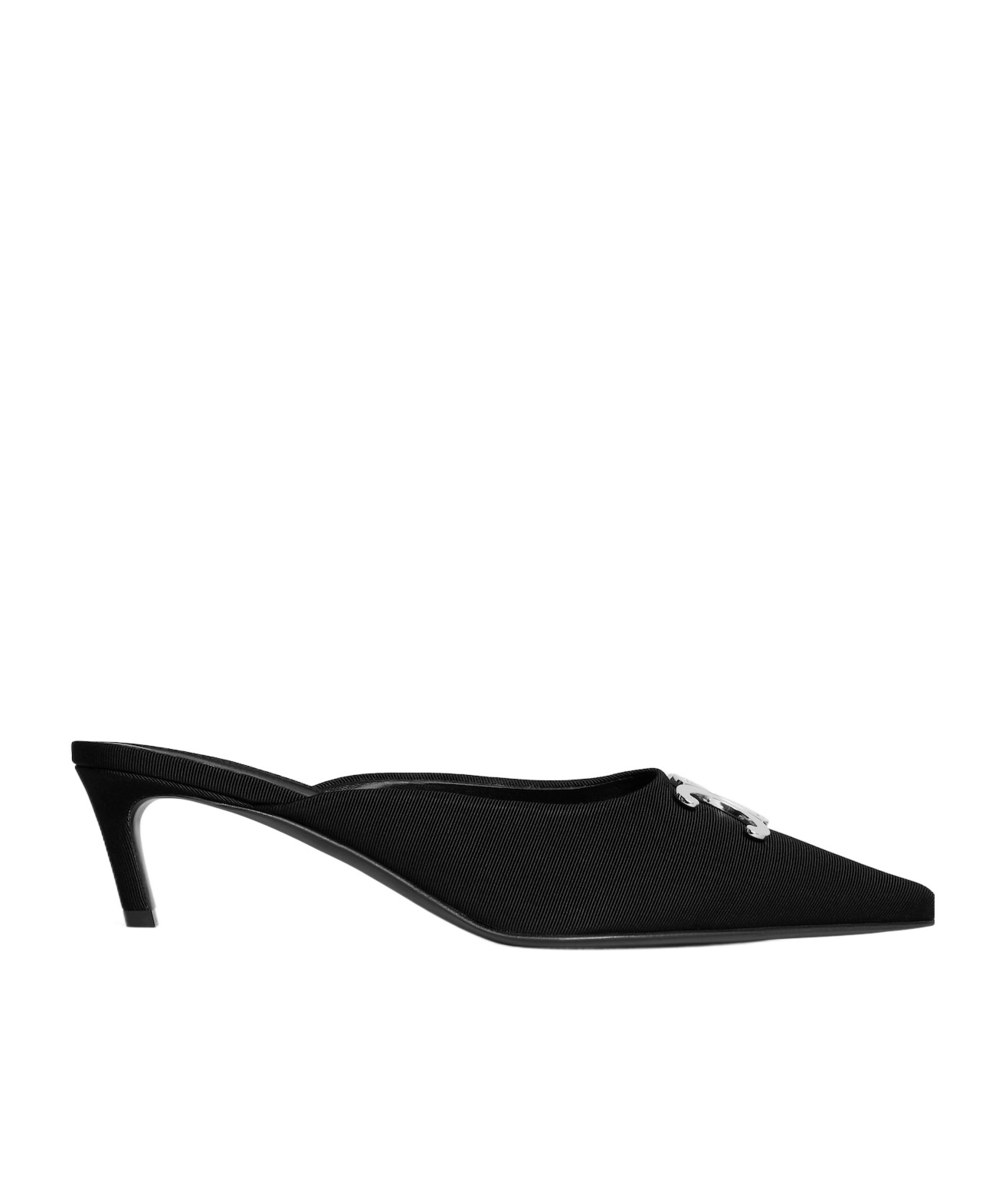 Celine Alma Triomphe Mule In Gros-grain Fabric In Black
