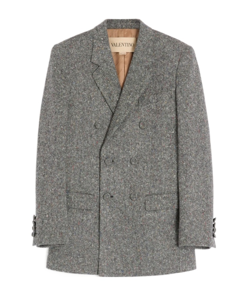 Valentino Long-sleeved Suit Jacket In Gray
