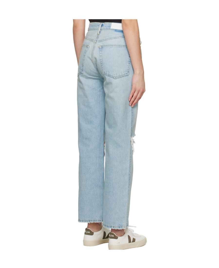 Re/done Ripped-detail Straight-leg Jeans In Blue