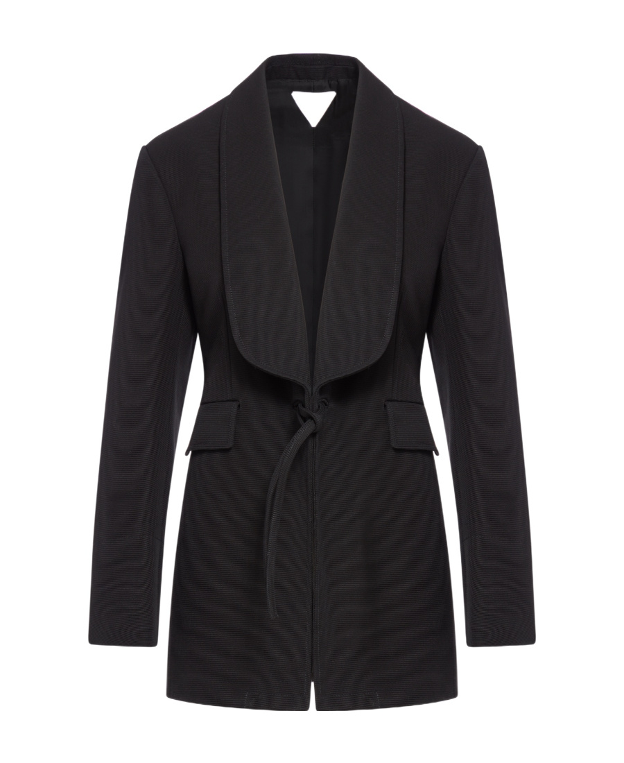 Bottega Veneta Lace Up Coat In Black