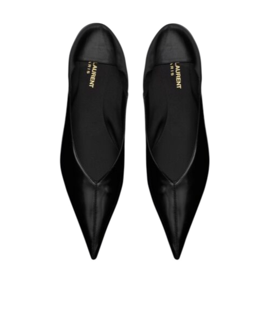 Saint Laurent Nour Pointed-toe Leather Mules In Black