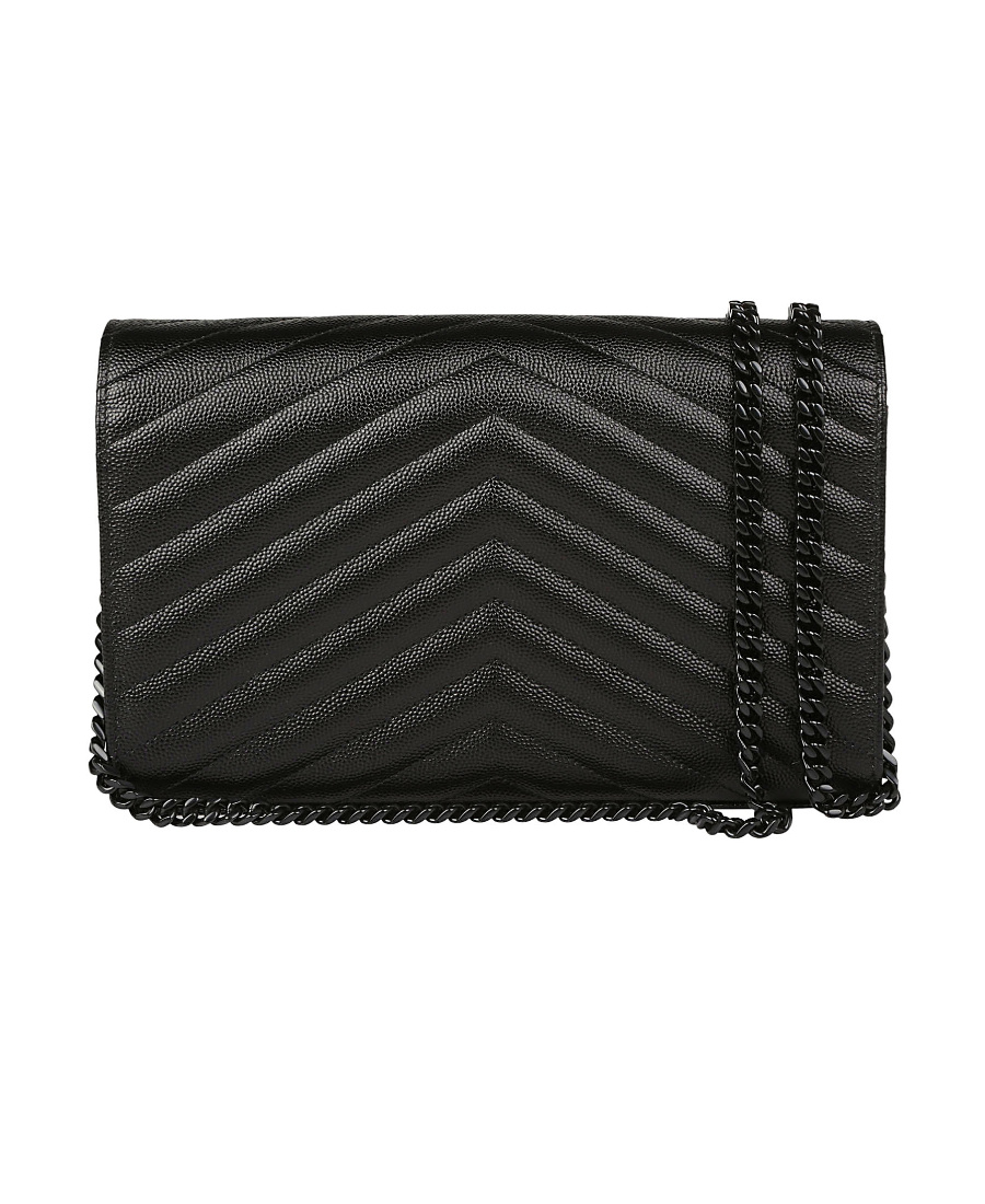 Saint Laurent Monogram Chain Wallet In Black