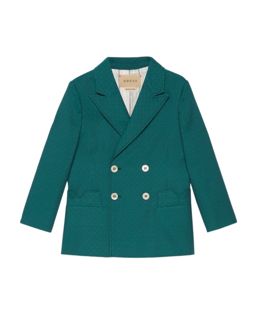 Gucci Mini Square G-check Wool Jacket In Green
