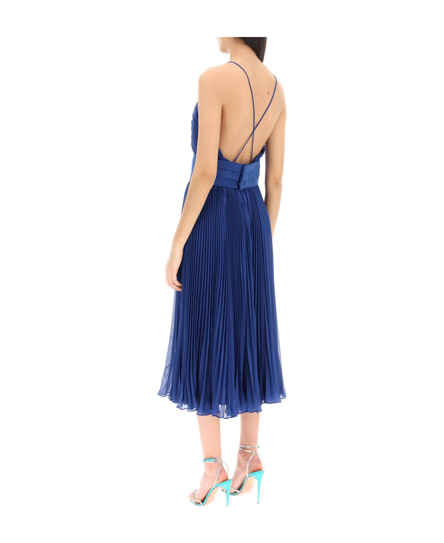 Max Mara Pleated Dress In Blue