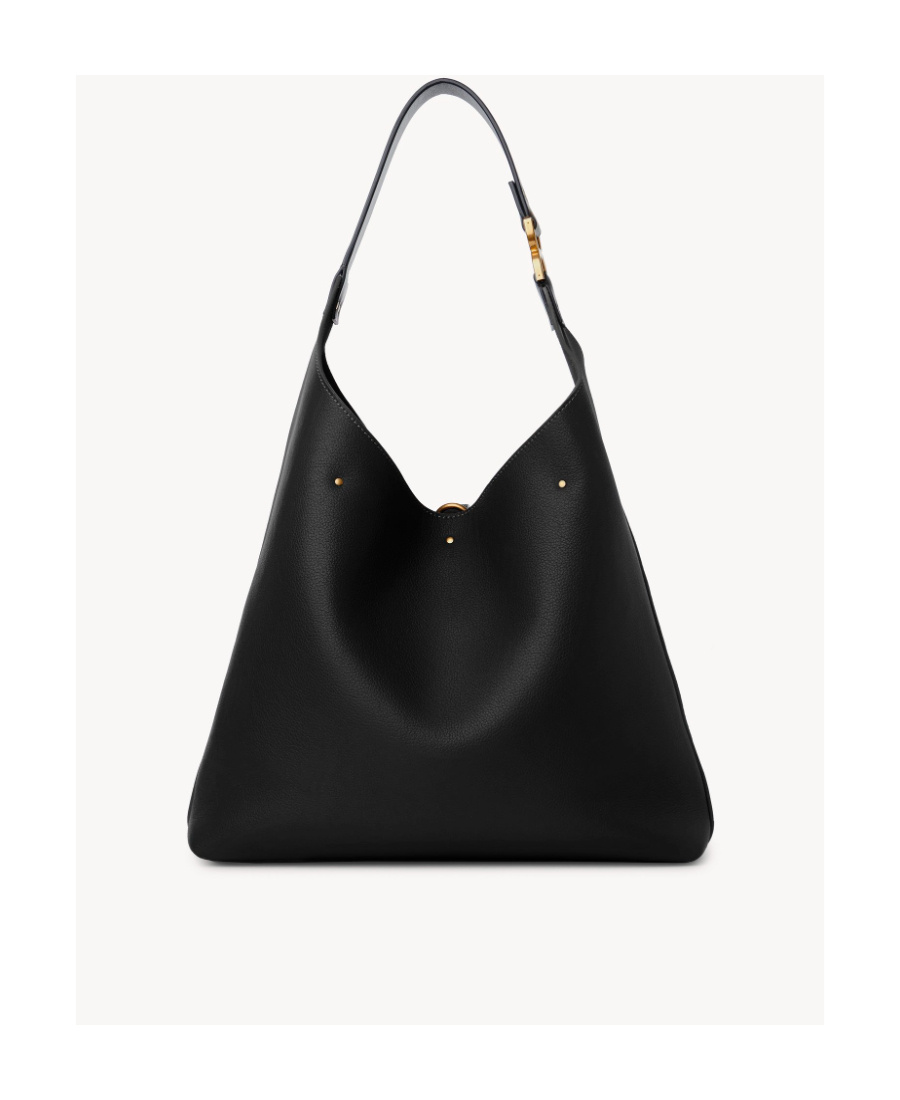 Shop Chloé Marcie Leather Shoulder Bag In Black