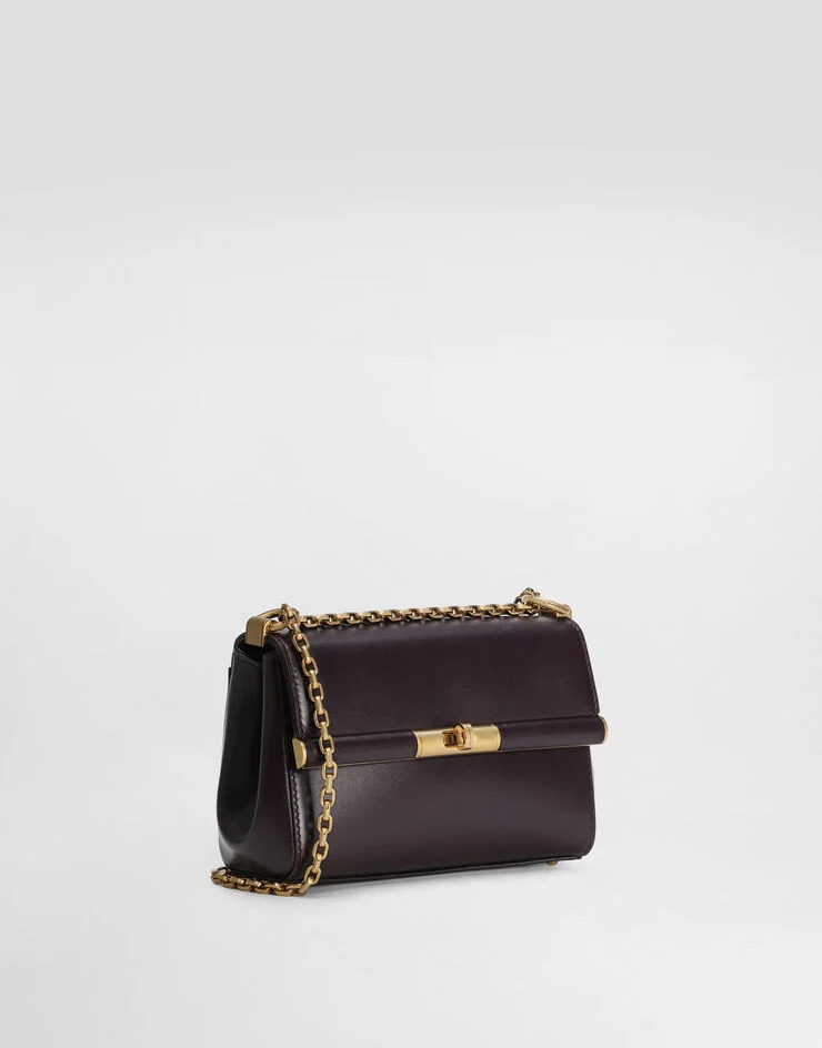 Dolce & Gabbana Mini Marlene City Shoulder Bag In Grained Leather In Black