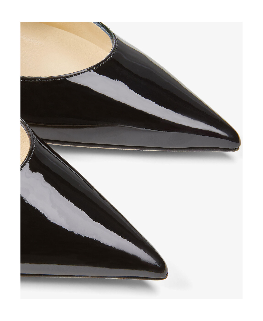 Jimmy Choo Black Leather Sabot Painted With Crystal Strap In Black