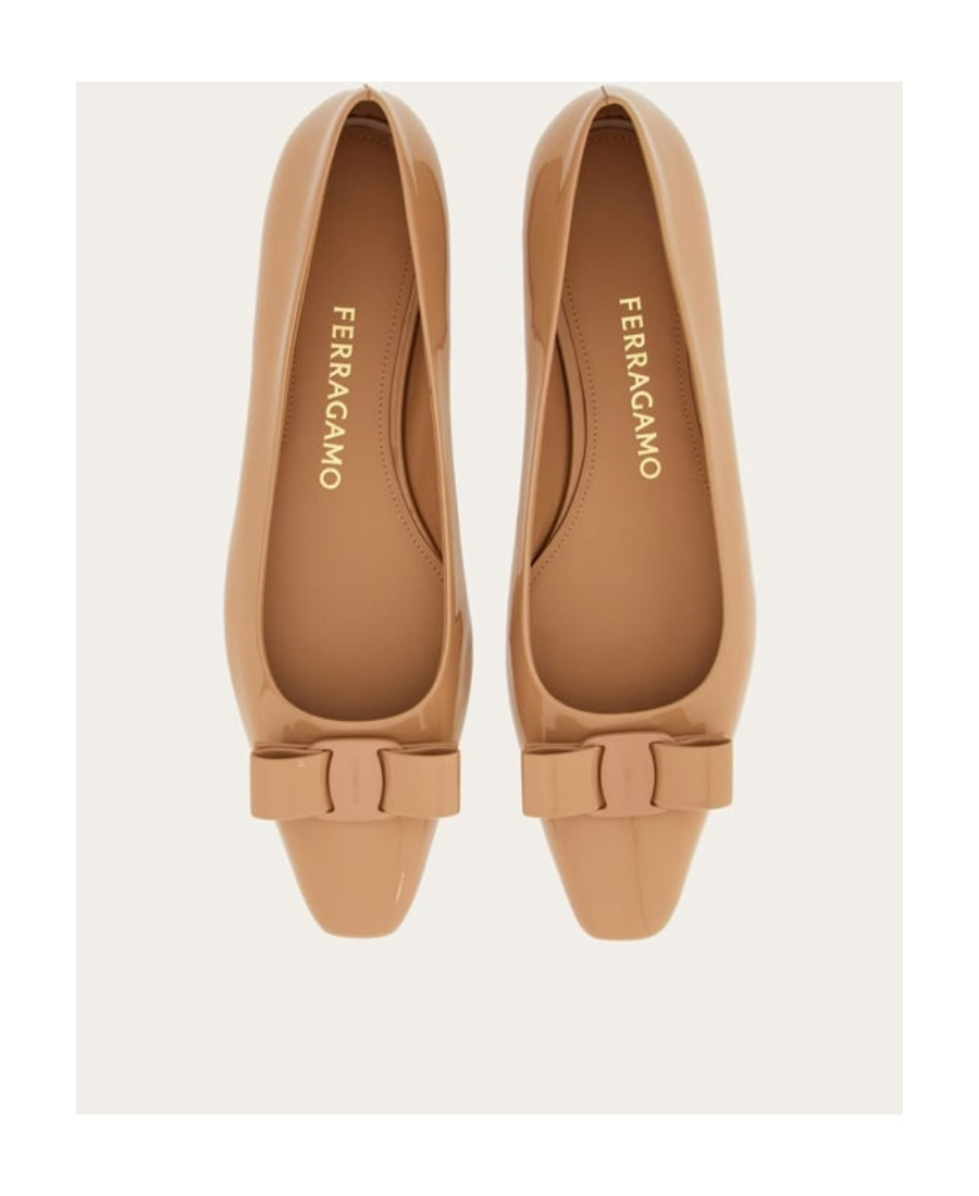 Ferragamo Vara Leather Ballet Flats In Brown