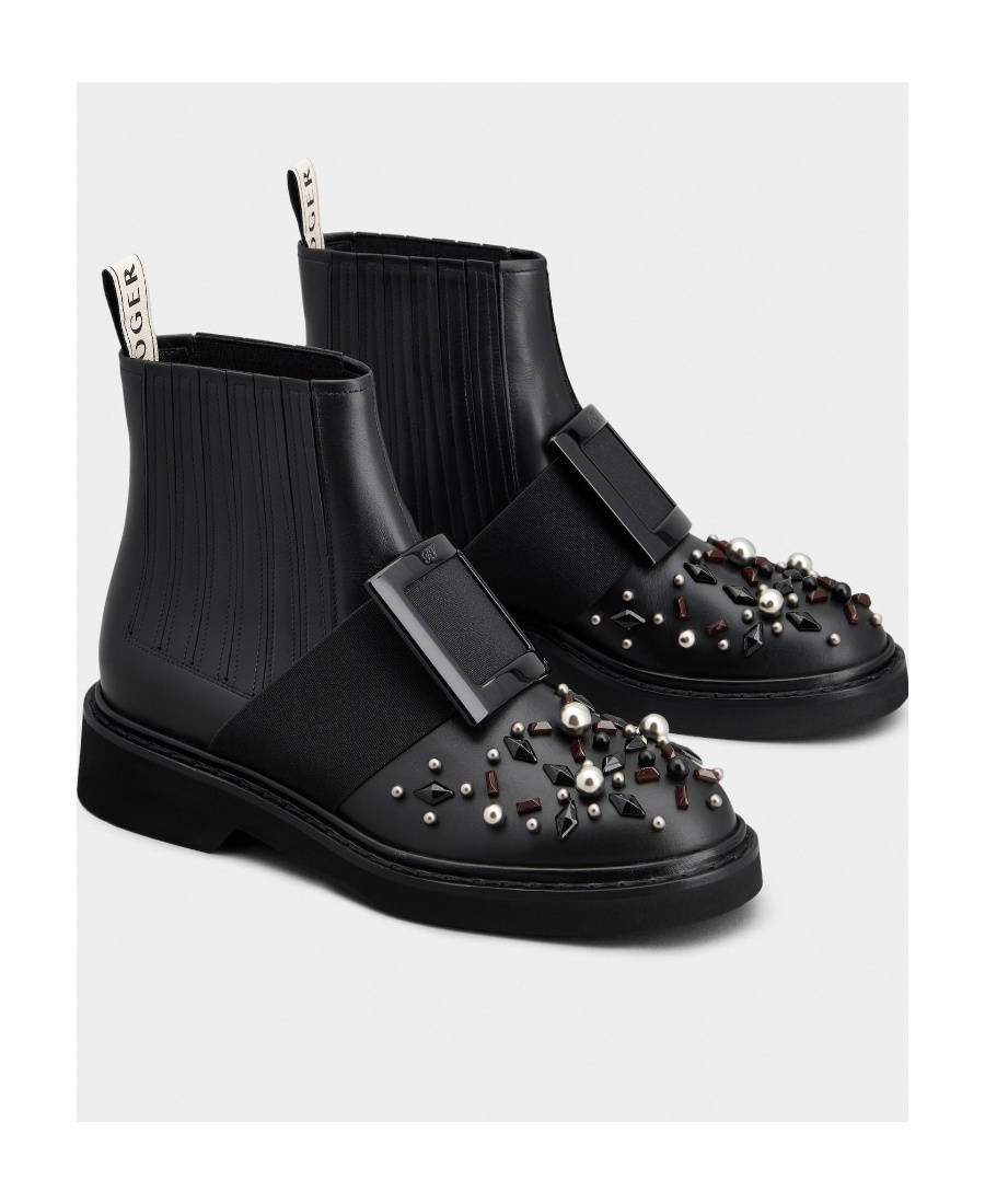 Roger Vivier Round-headed Flat-bottomed Short Boots In Black