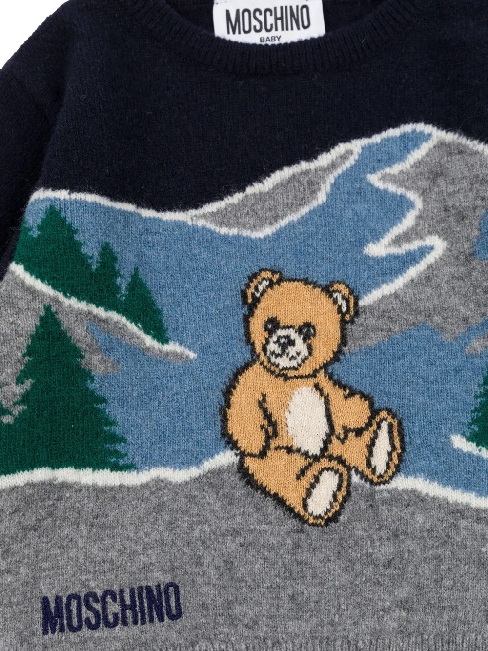Moschino Teddy Bear Embroidered Sweater In Black
