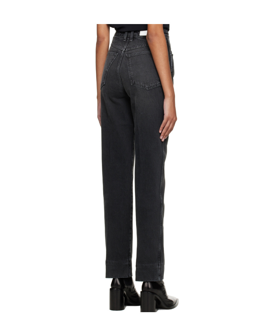 Shop Re/done 70s High-waisted Straight-leg Jeans In Black