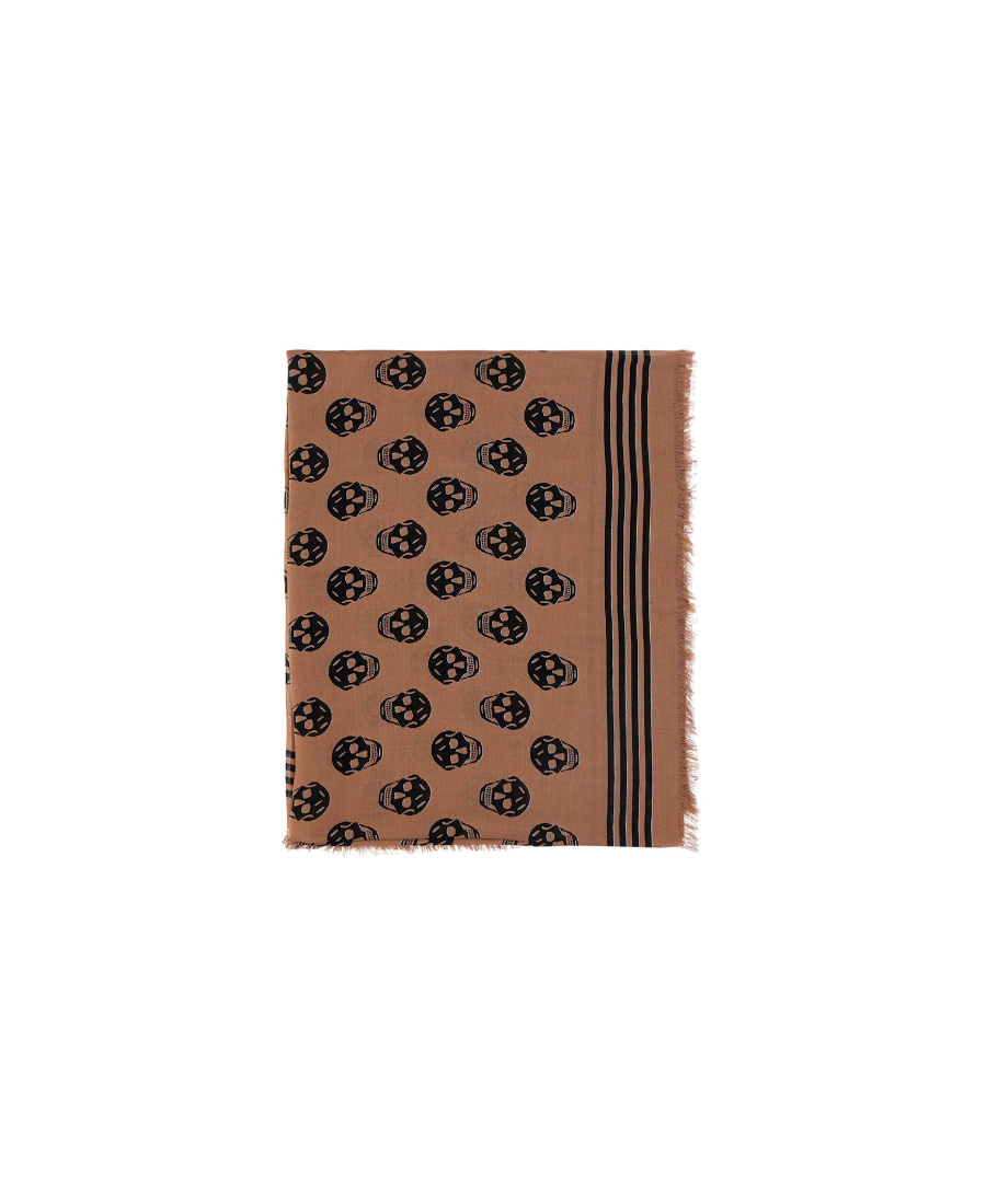 Shop Alexander Mcqueen Skull-print Modal Scarf In Brown