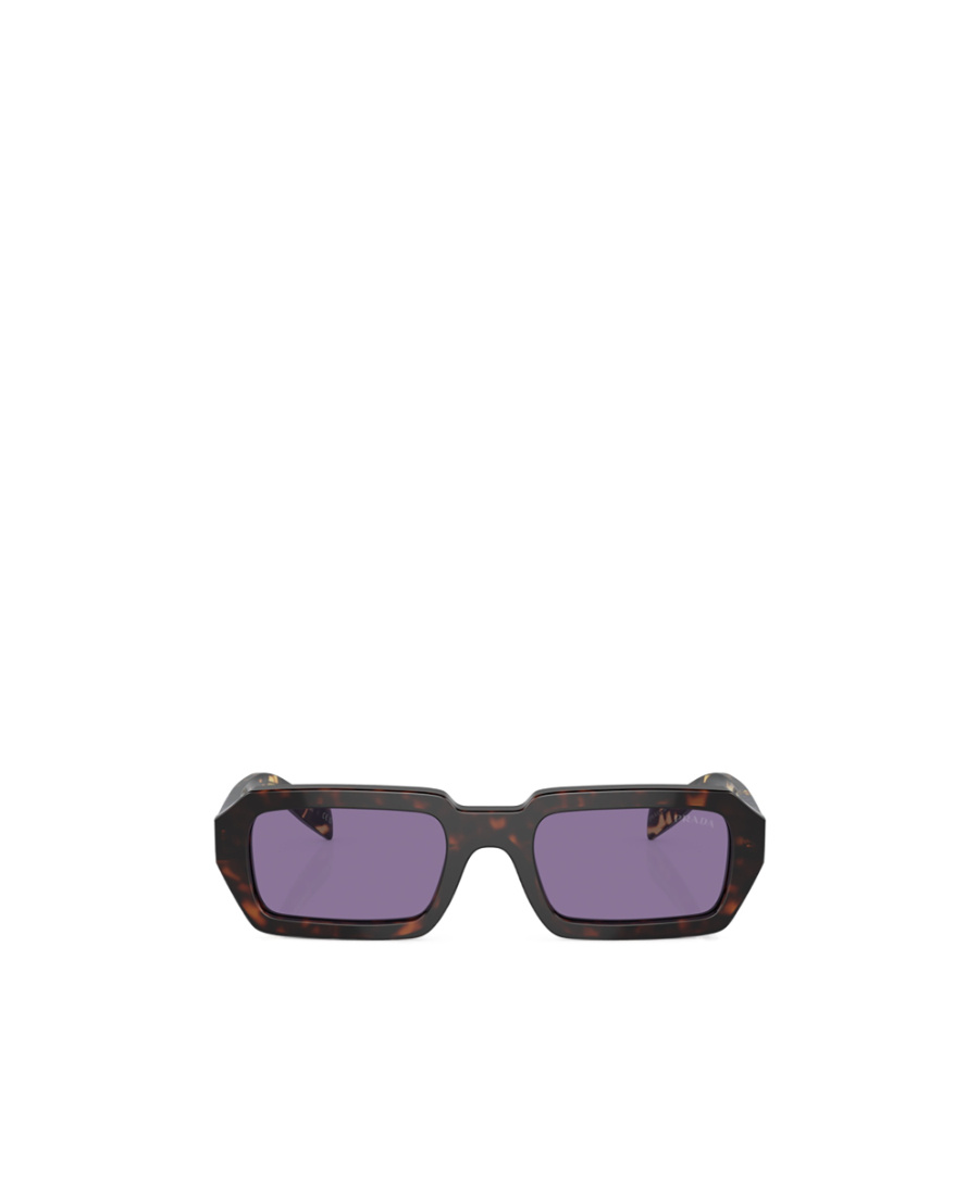 Prada Tortoiseshell-effect Rectangular Sunglasses In Purple