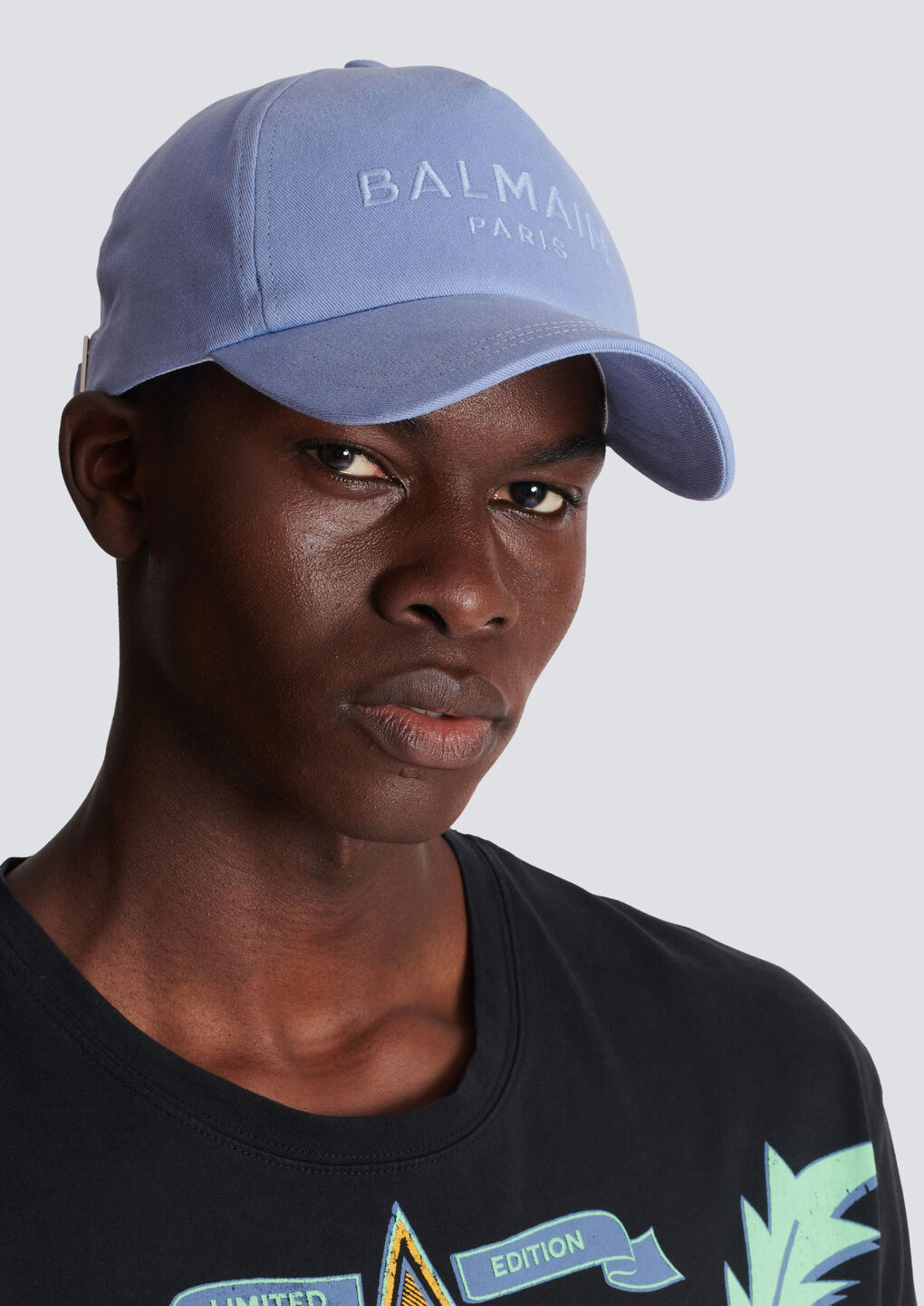 Balmain Logo-embroidered Cotton Cap In Blue