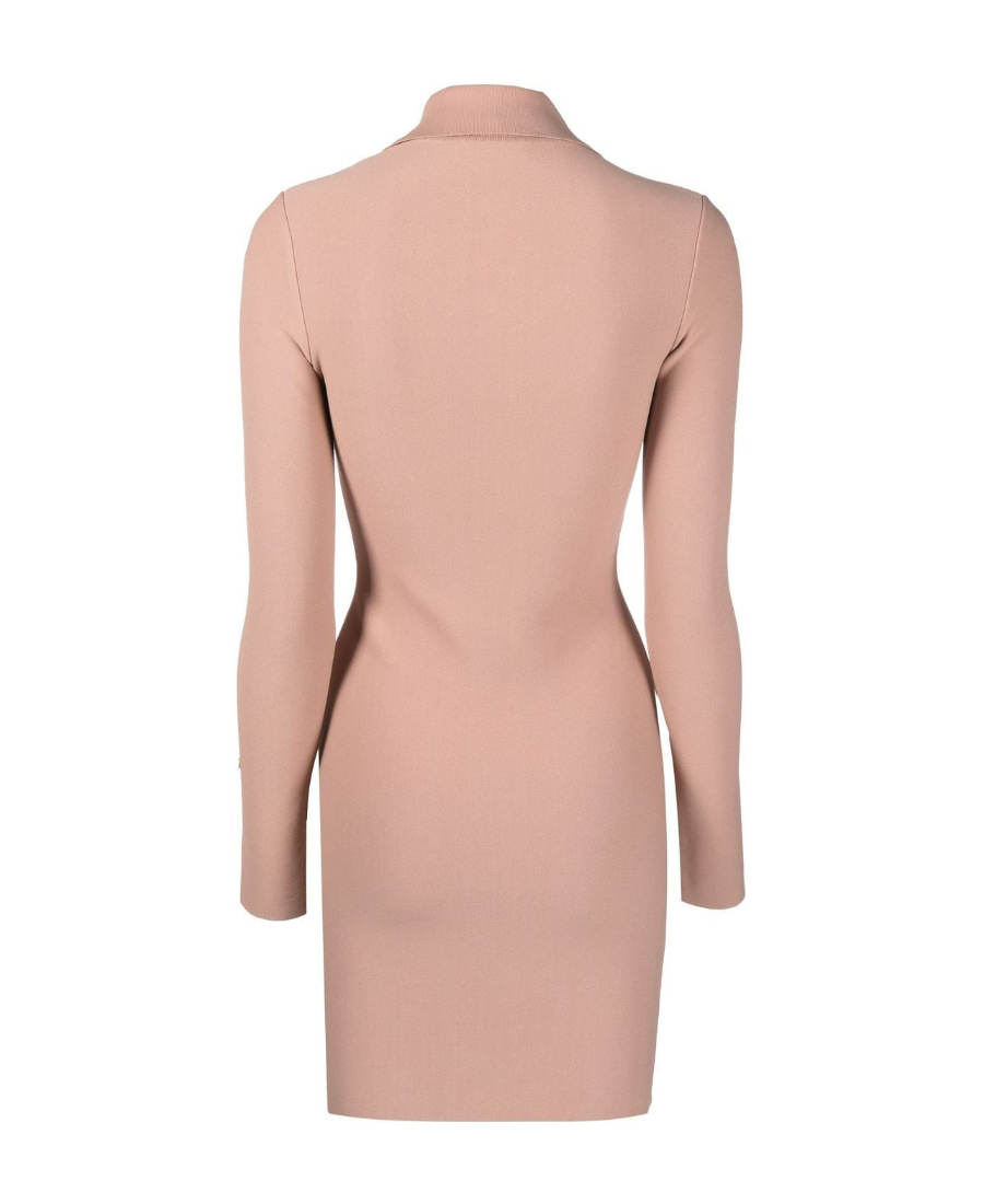 Alaïa Peach Half Zip Fastening Mini Dress In Nude