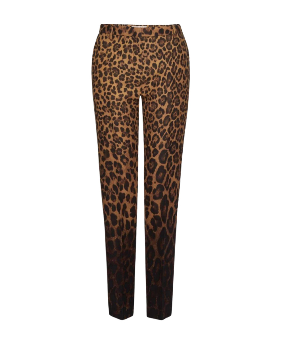 Valentino Leopard-print Slim-fit Trousers In Black