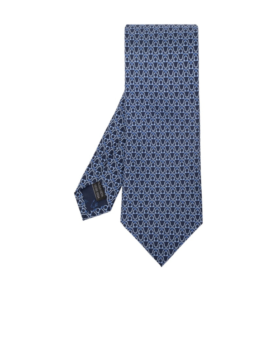 Ferragamo Logo Tie In Blue