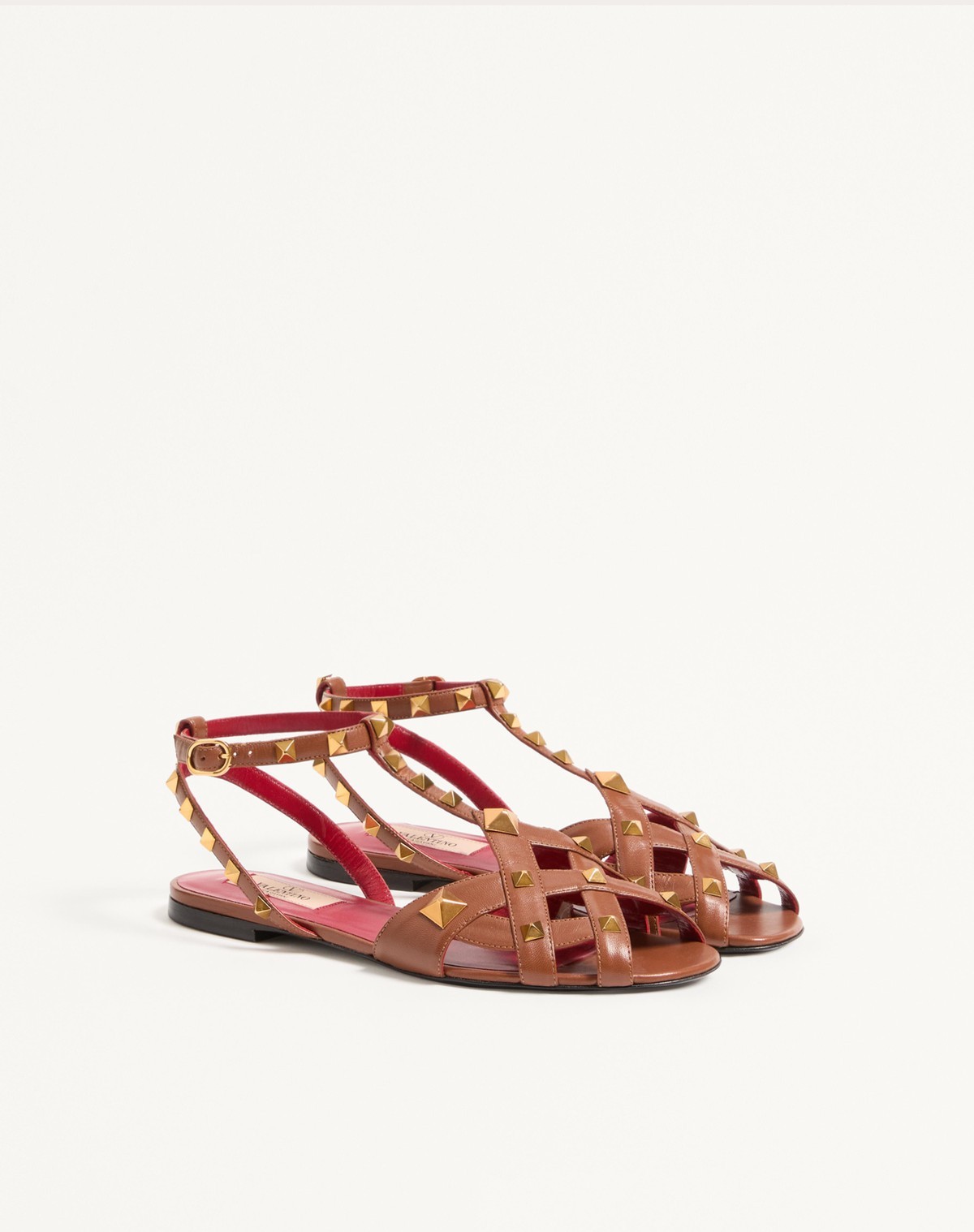 Valentino Studdy Kidskin Sandal In Brown