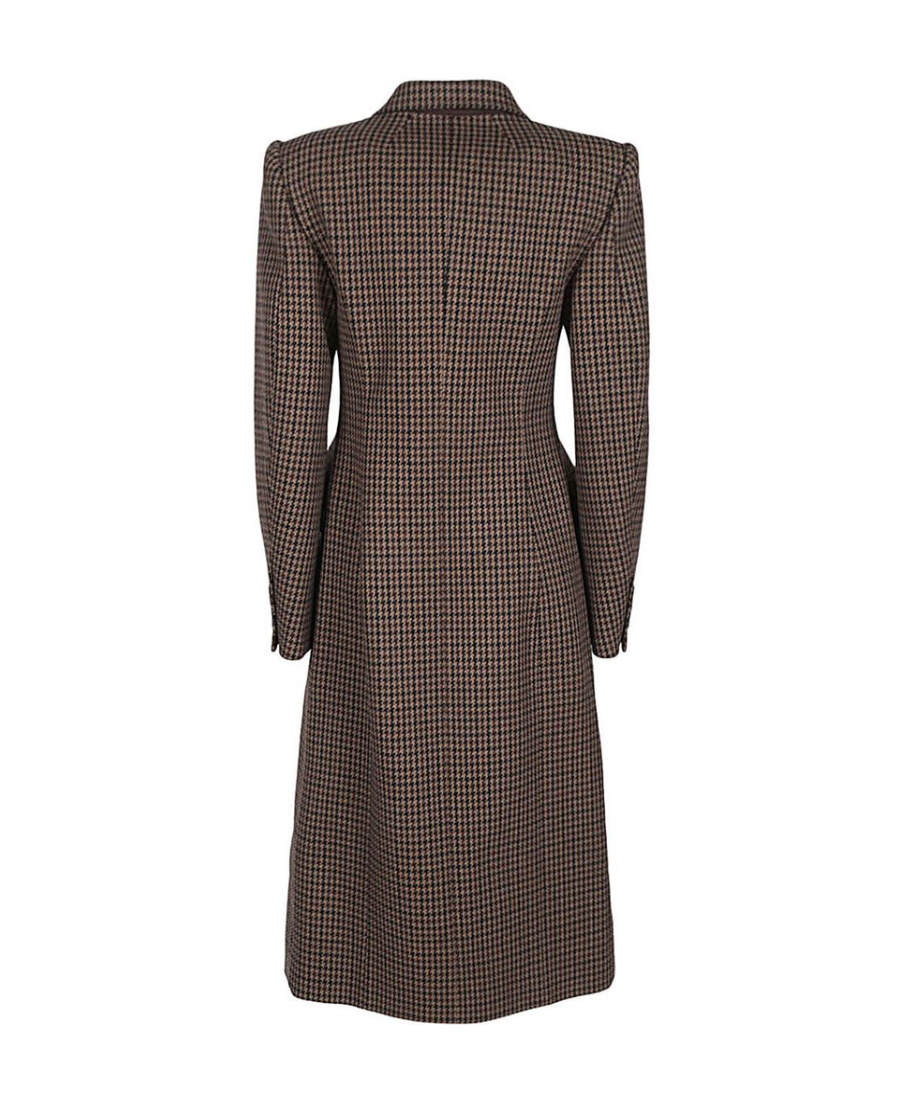 Balenciaga Houndstooth Wool Double-breasted Coat In Multicolor