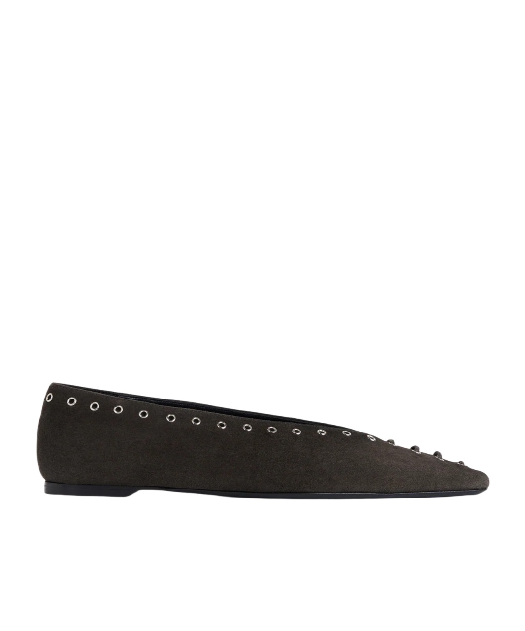 Totême Lace-up Eyelet-embellished Suede Ballet Flats In Black