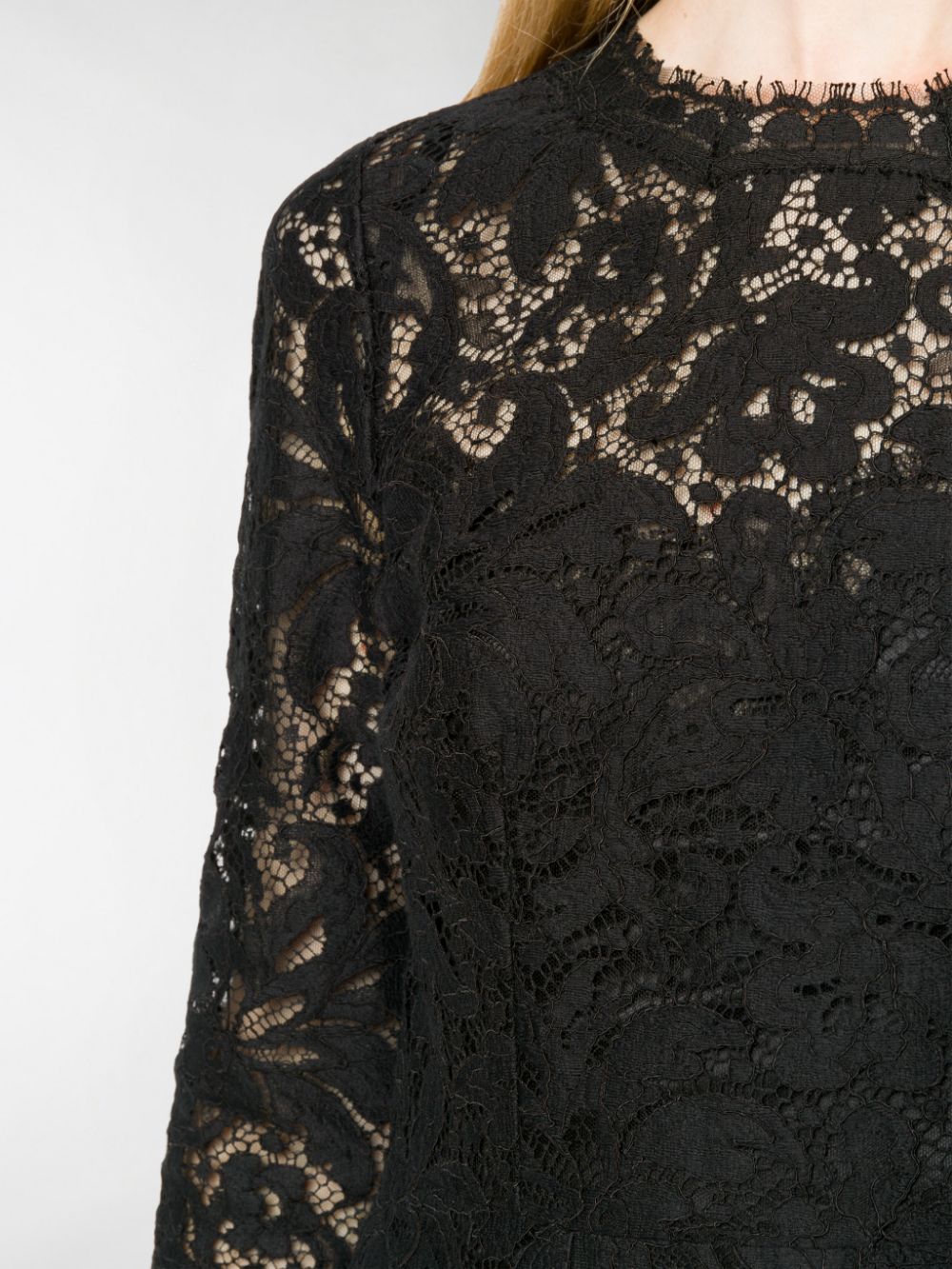 Dolce & Gabbana Lace Insert Midi Dress In Black