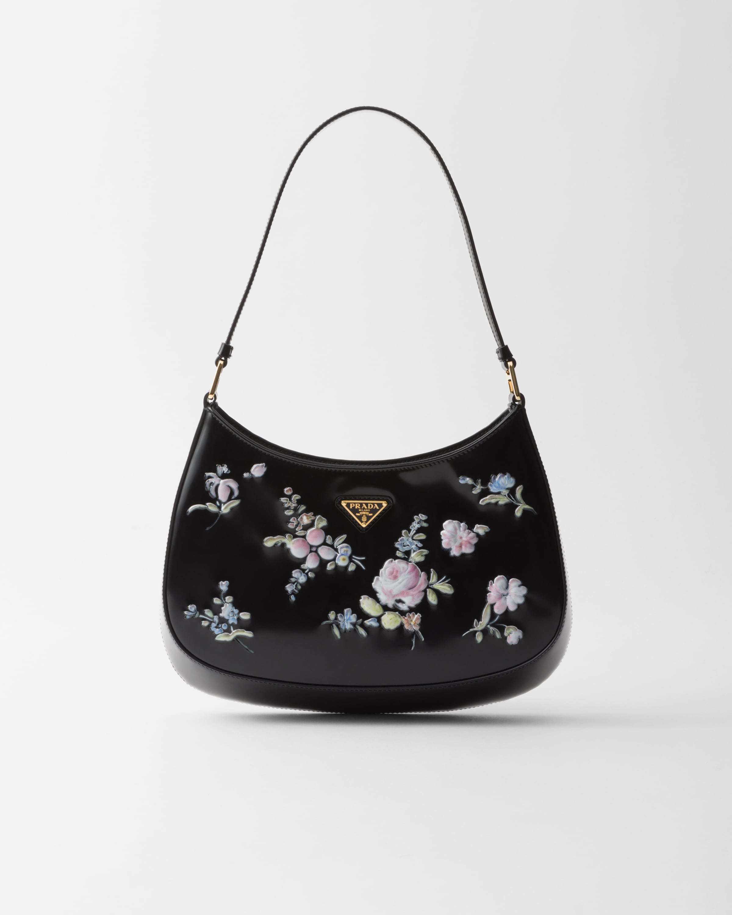 Prada Black Leather Cleo Shoulder Bag In Black