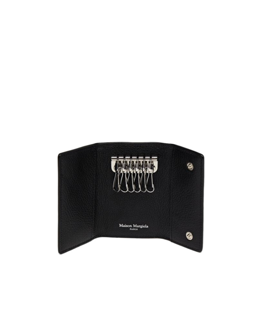 Maison Margiela Four-stitch Logo Keyring Holder In Black