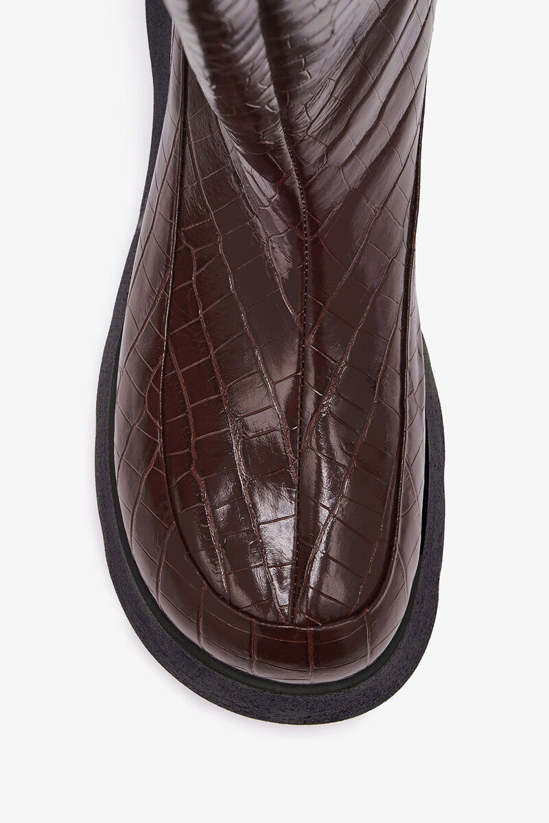 Ganni Kat High Boots In Croco In Multi