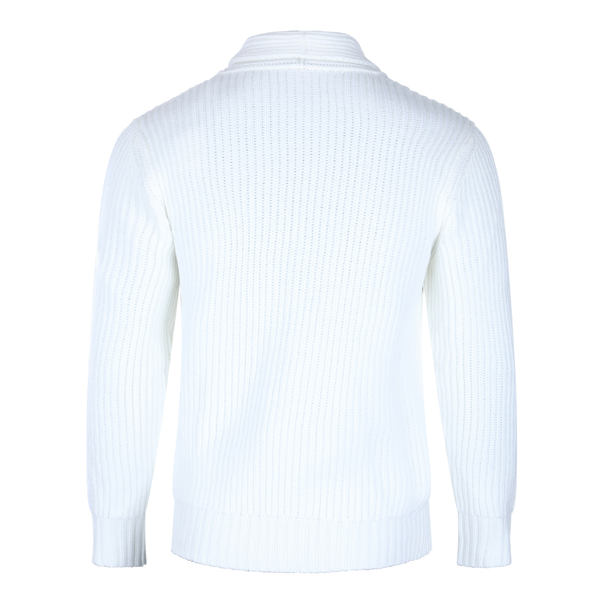 Eleventy Ribbed Texture Shawl Collar Long Sleeves In White