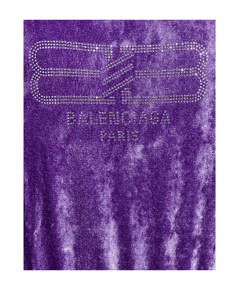 Balenciaga Zipped Velvet Hoodie In Purple