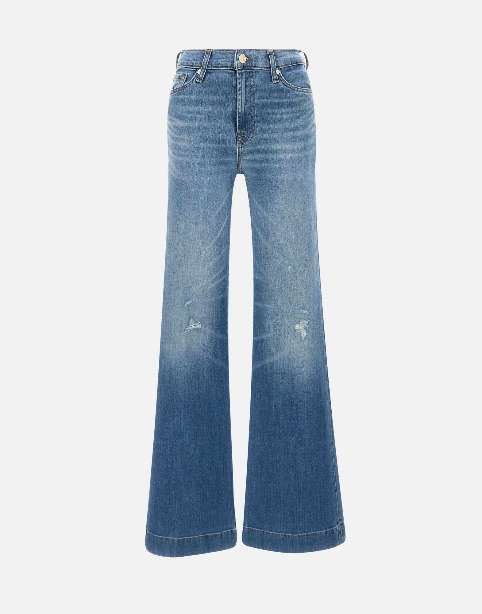 7 For All Mankind Modern Slim Illusion Distressed Jeans In Blue