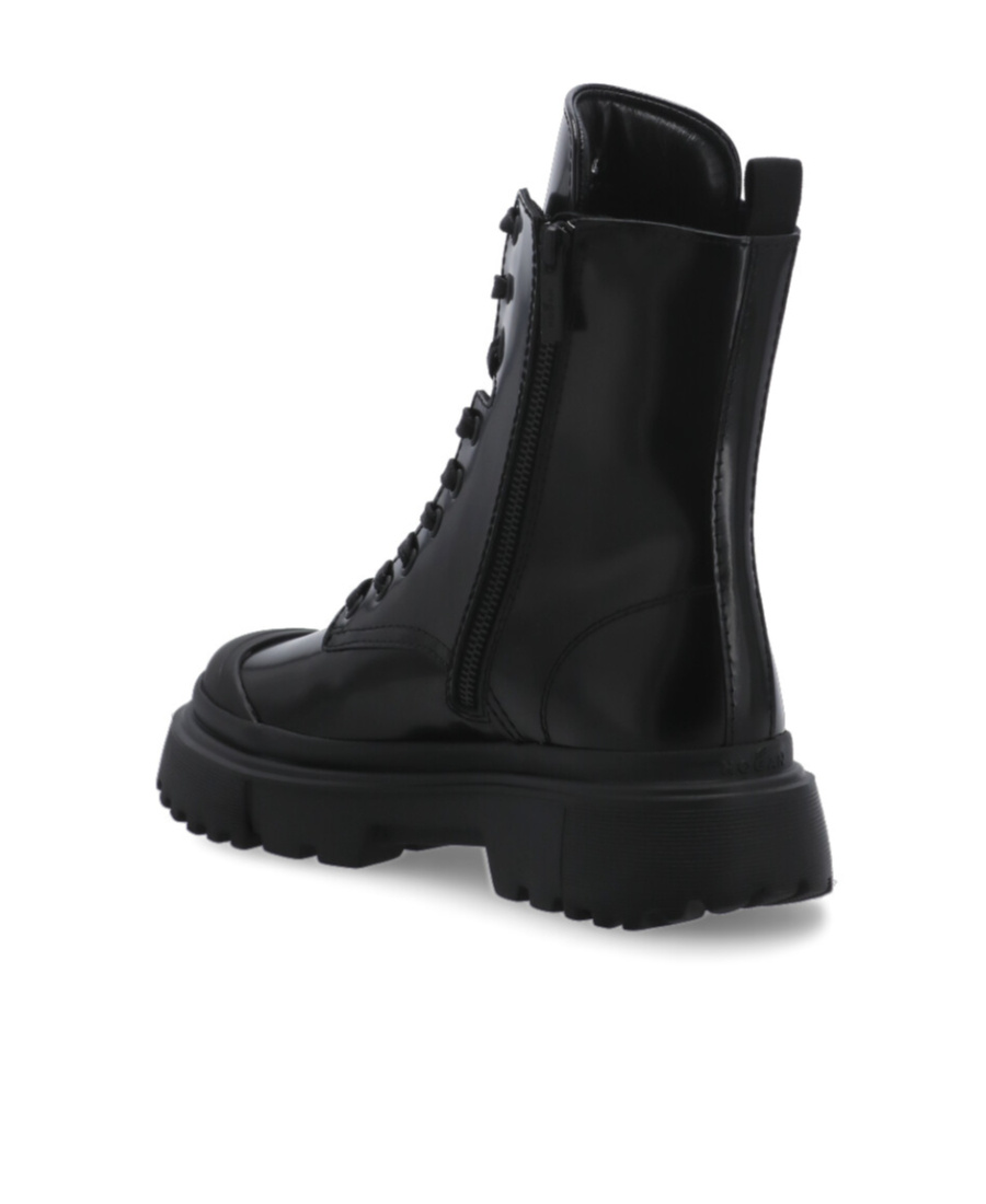 Hogan Lace-up Combat Boots In Black