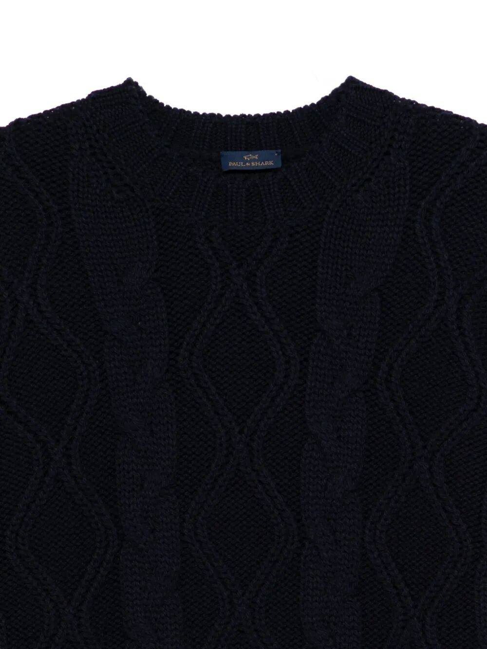 Paul & Shark Cable Knit Crewneck Wool Sweater Clothing In Black