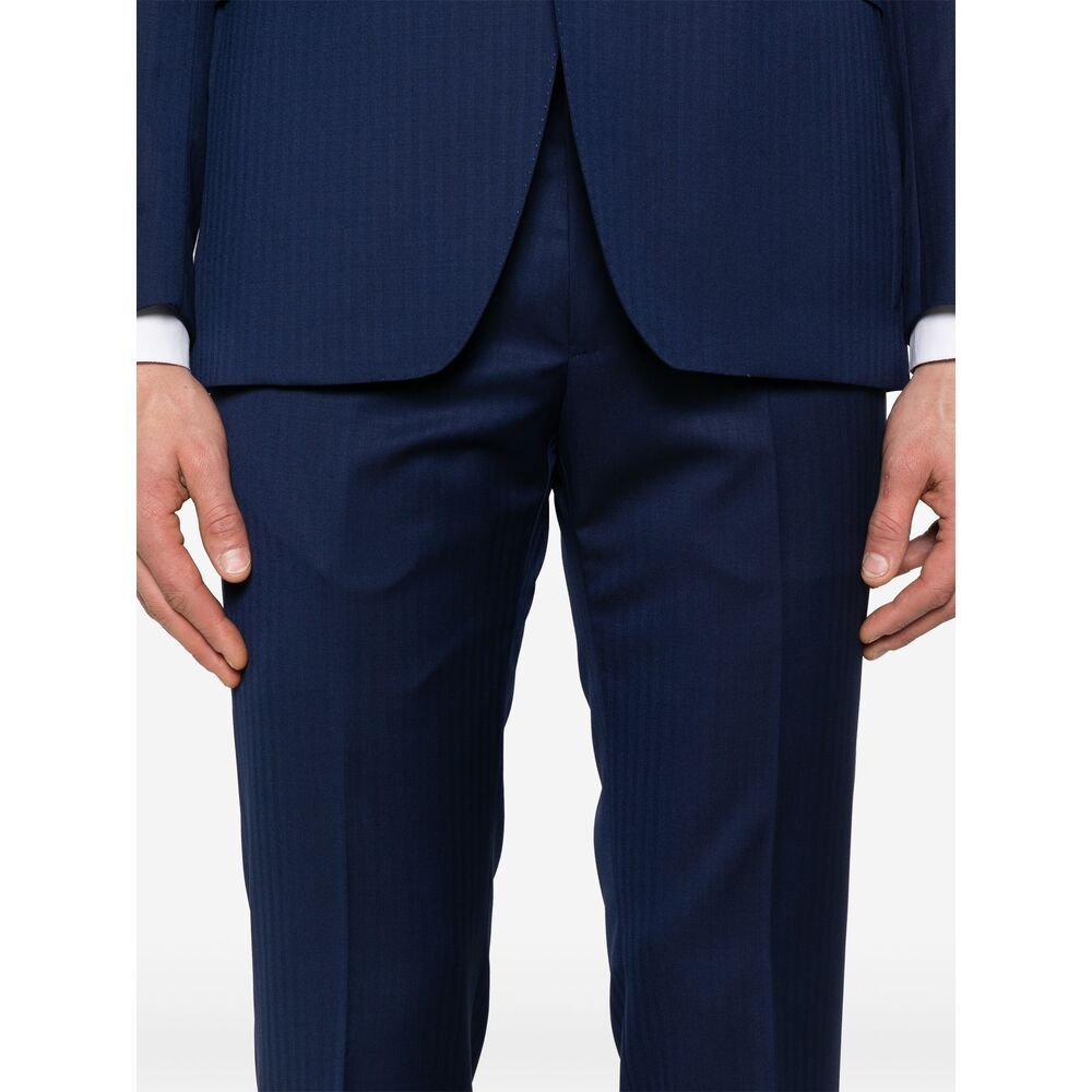 Shop Tagliatore Long-sleeved Suit Coat And Trouser Set In Black