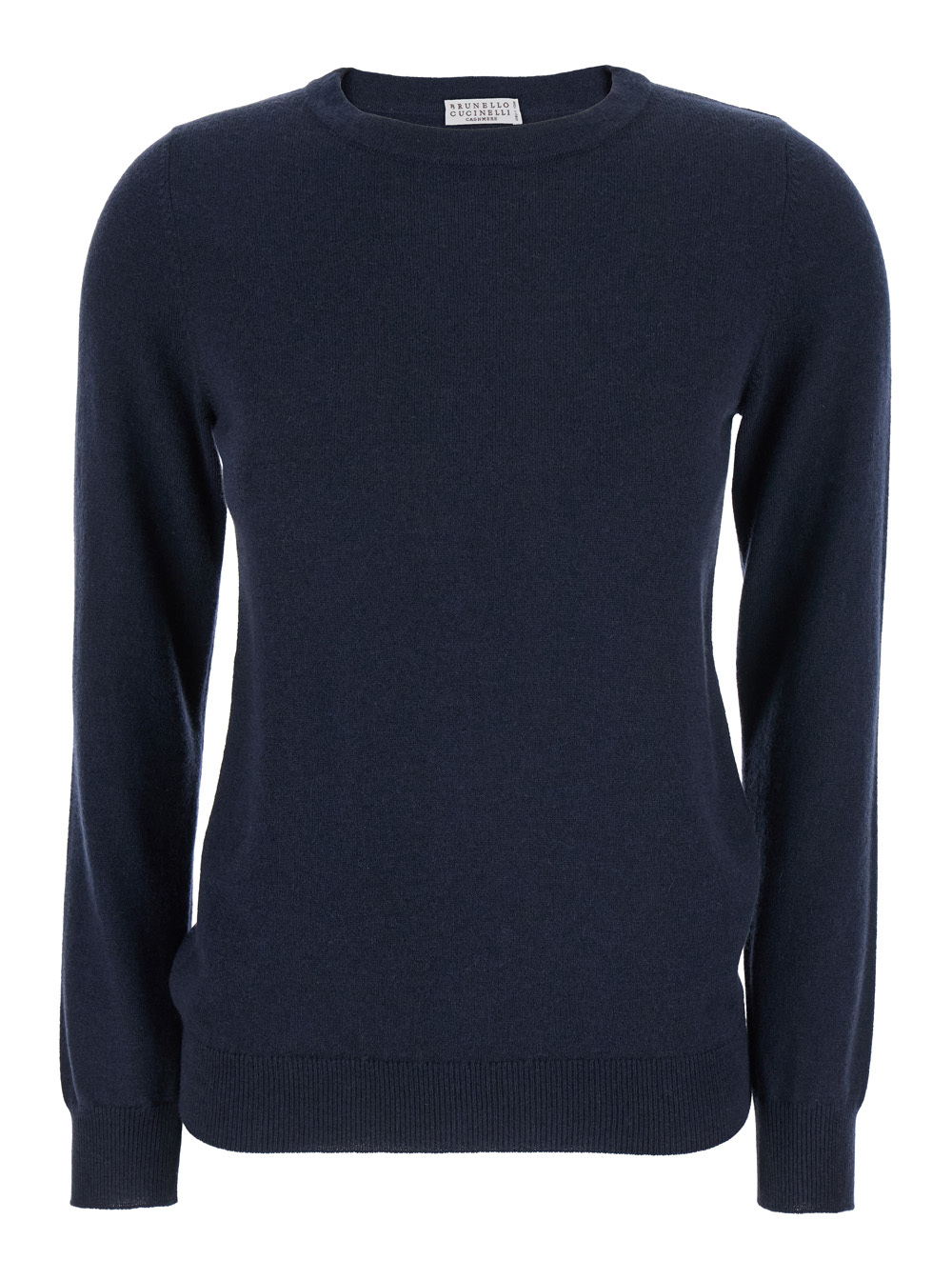 Brunello Cucinelli Blue Sweater With Round Neck In Cashmere Woman In Blue