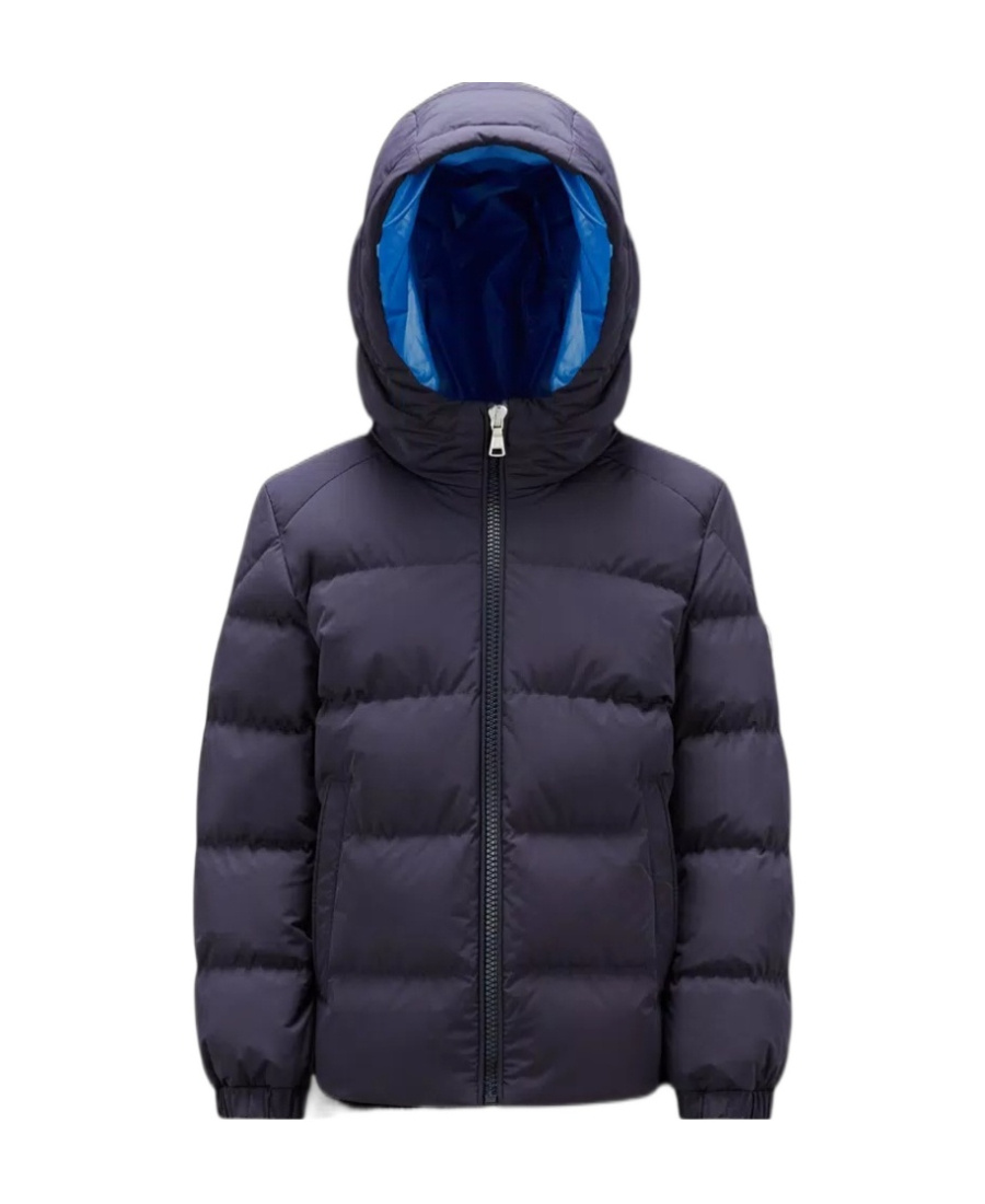 Moncler Zip-up Hooded Padded Jacket In Blue