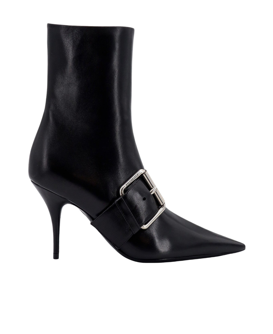 Balenciaga Women Leather Ankle Boots With Maxi Buckle In Black
