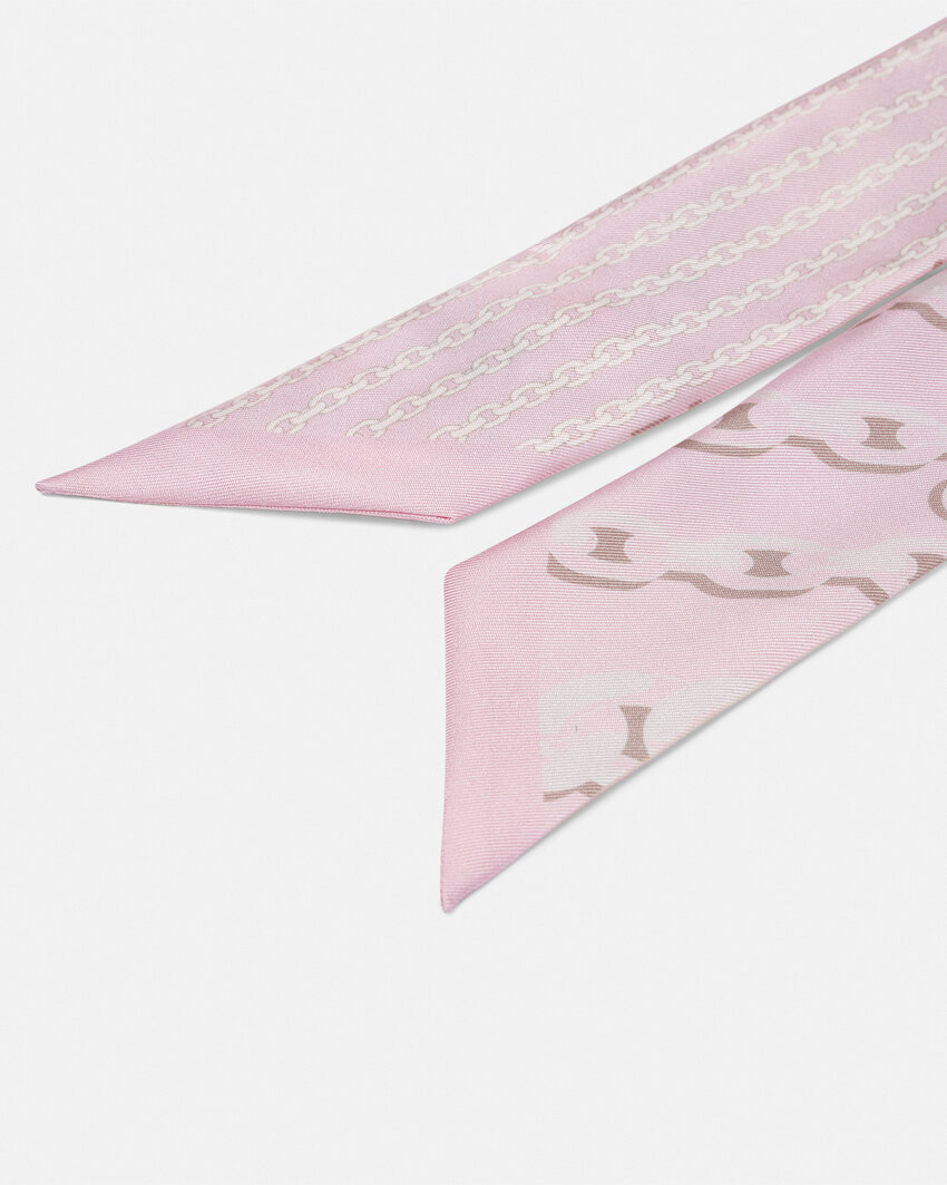 Versace Chain Link-print Scarf In Pink