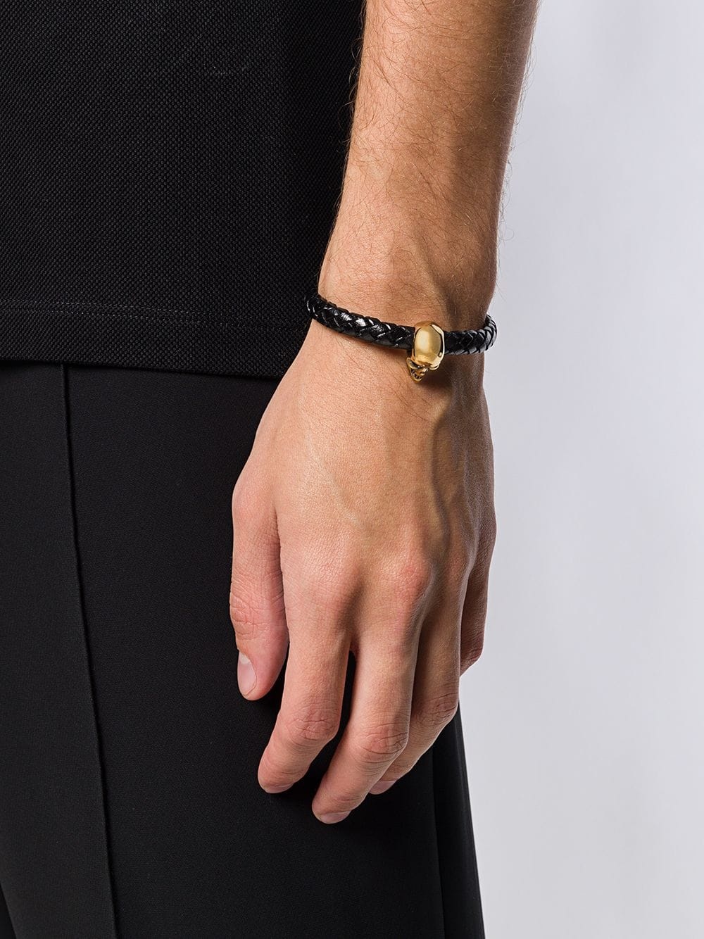 Alexander Mcqueen Skull Leather Bracelet In Black