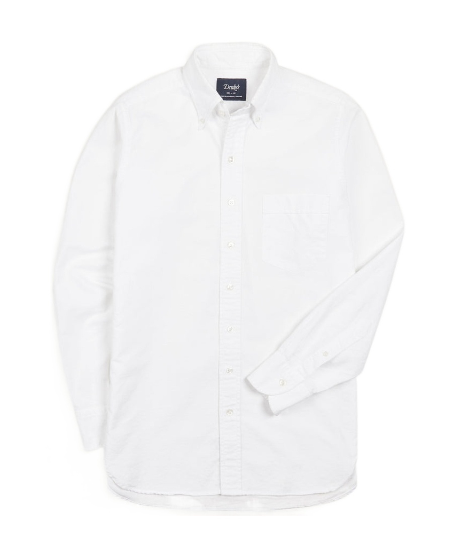 Drake's London Long-sleeved Shirt In White