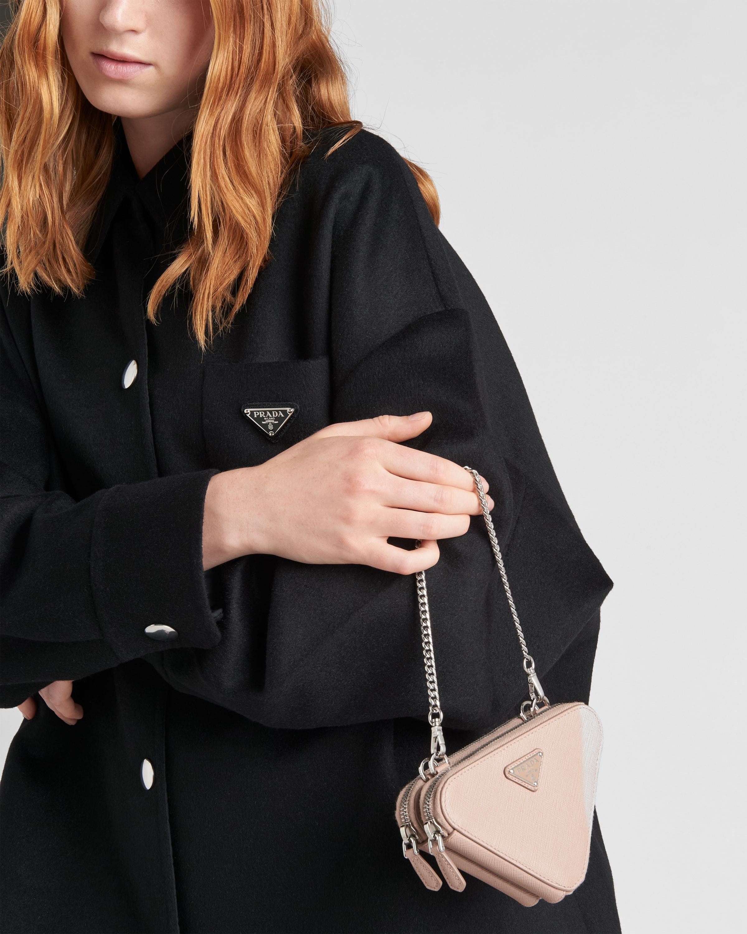 Prada Mini Triangle Crossbody Bag In Pink