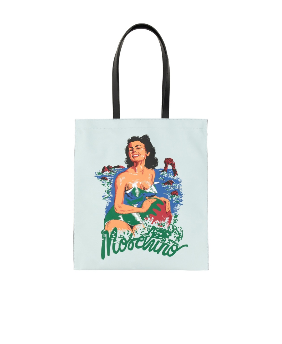 Moschino Couture Hawaiian Print Tote Bag In White