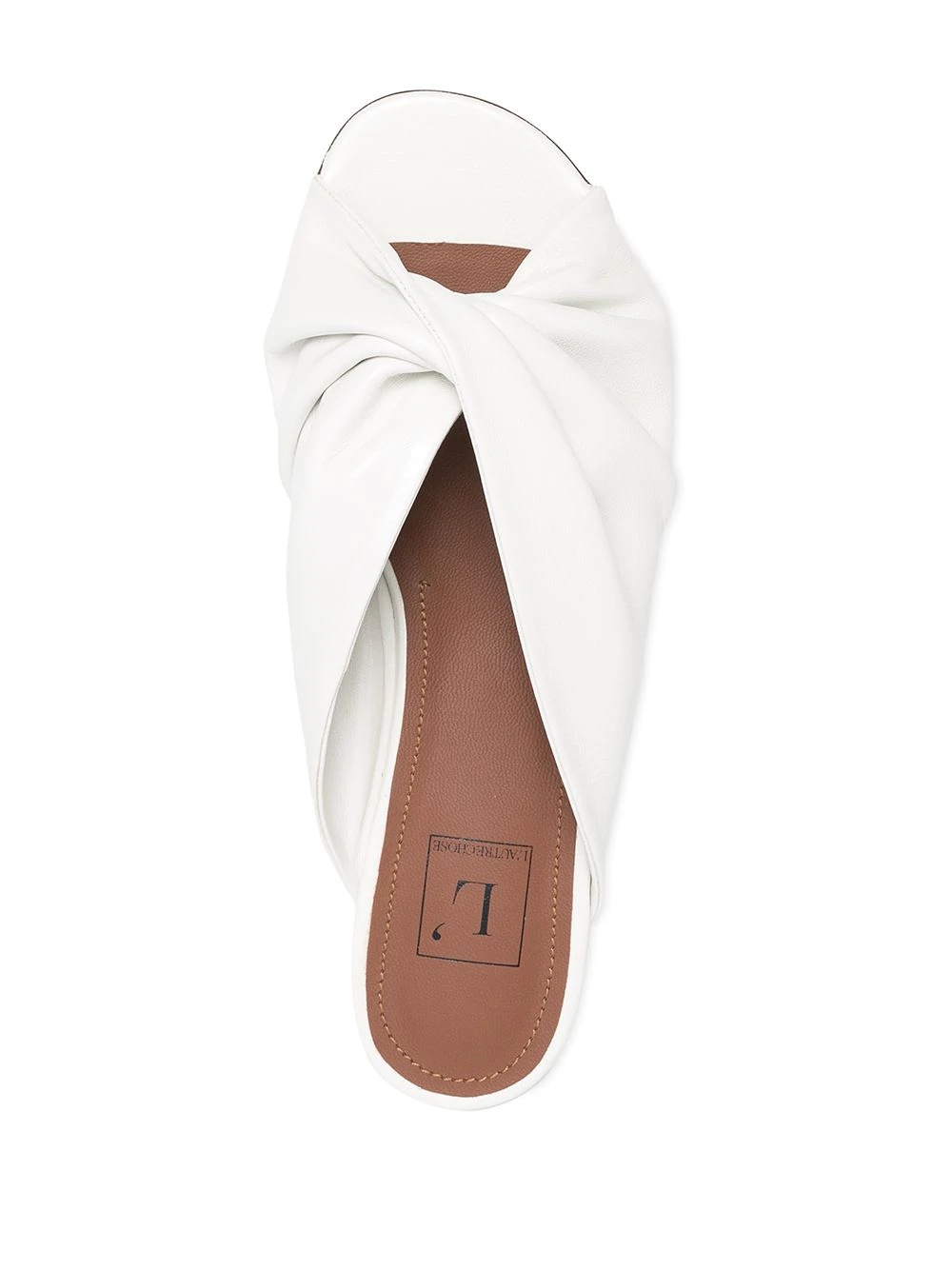 L'autre Chose Cracklet Effect Leather Sandals In White