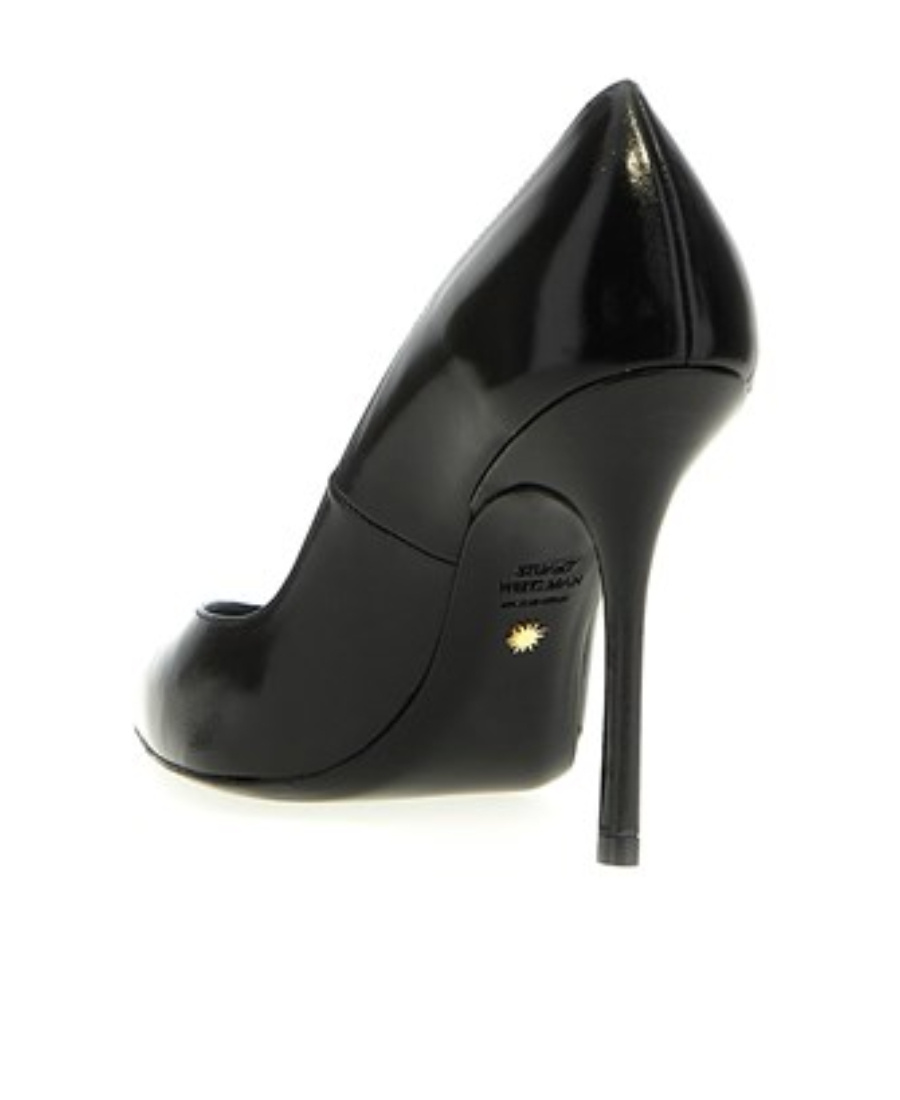 Stuart Weitzman Pointed-toe Black Pumps With Mid-height Stiletto Heel In Black