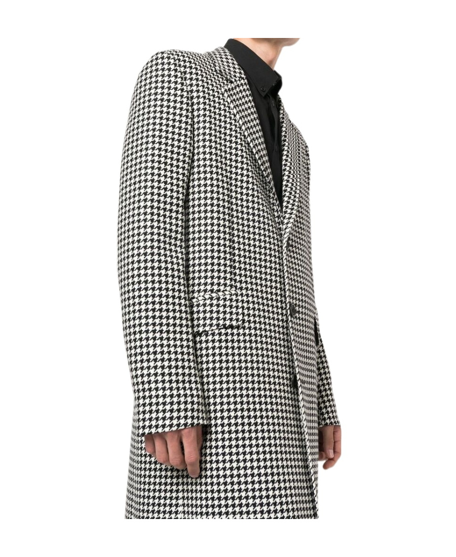 Alexander Mcqueen Houndstooth Single-breasted Coat In Gray