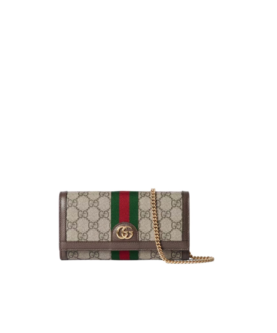 Gucci Ophidia Monogrammed Chain Wallet In Nude