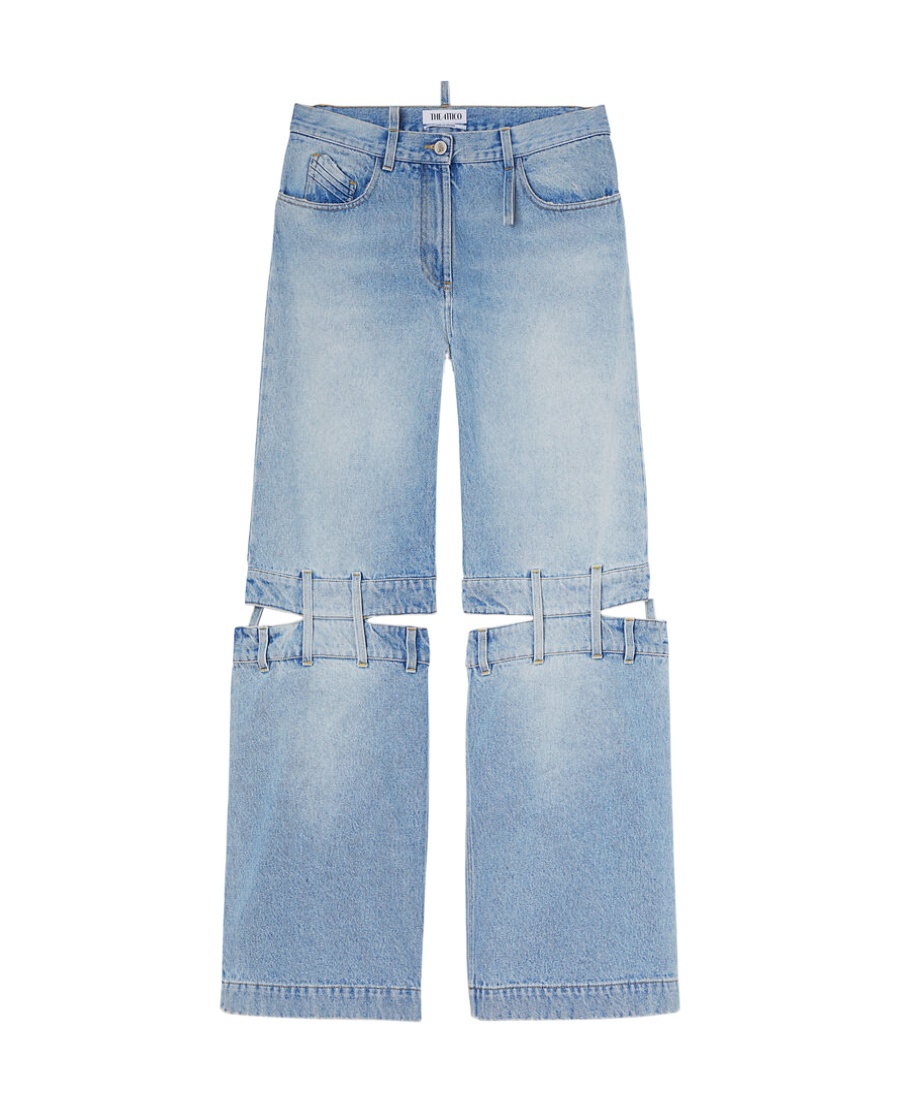 Attico Ashton Mid-rise Wide-leg Jeans In Gray